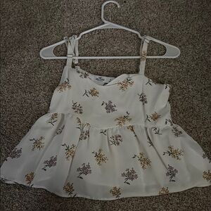 Hollister White and Purple Tank Top with Flowy Silhouette